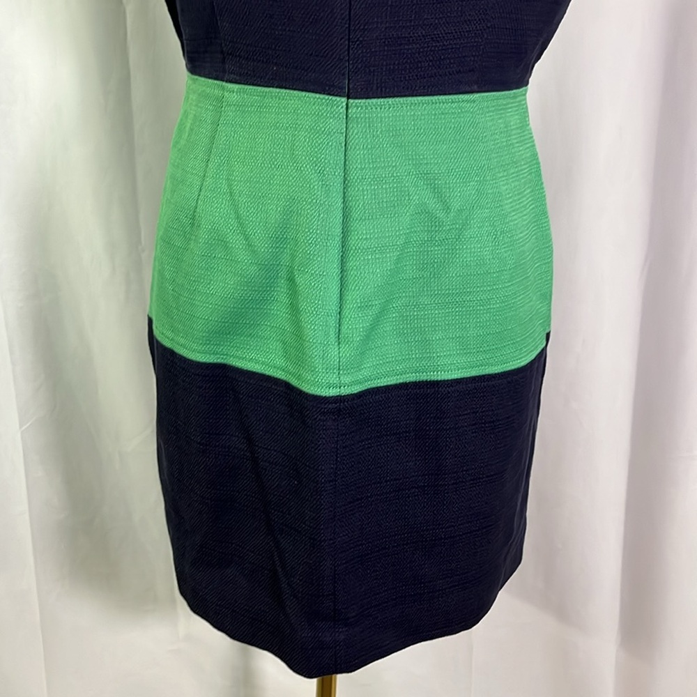 NWT Banana Republic Navy & Green Striped Sleeveless Cotton Sheath Dress - Picture 13 of 16
